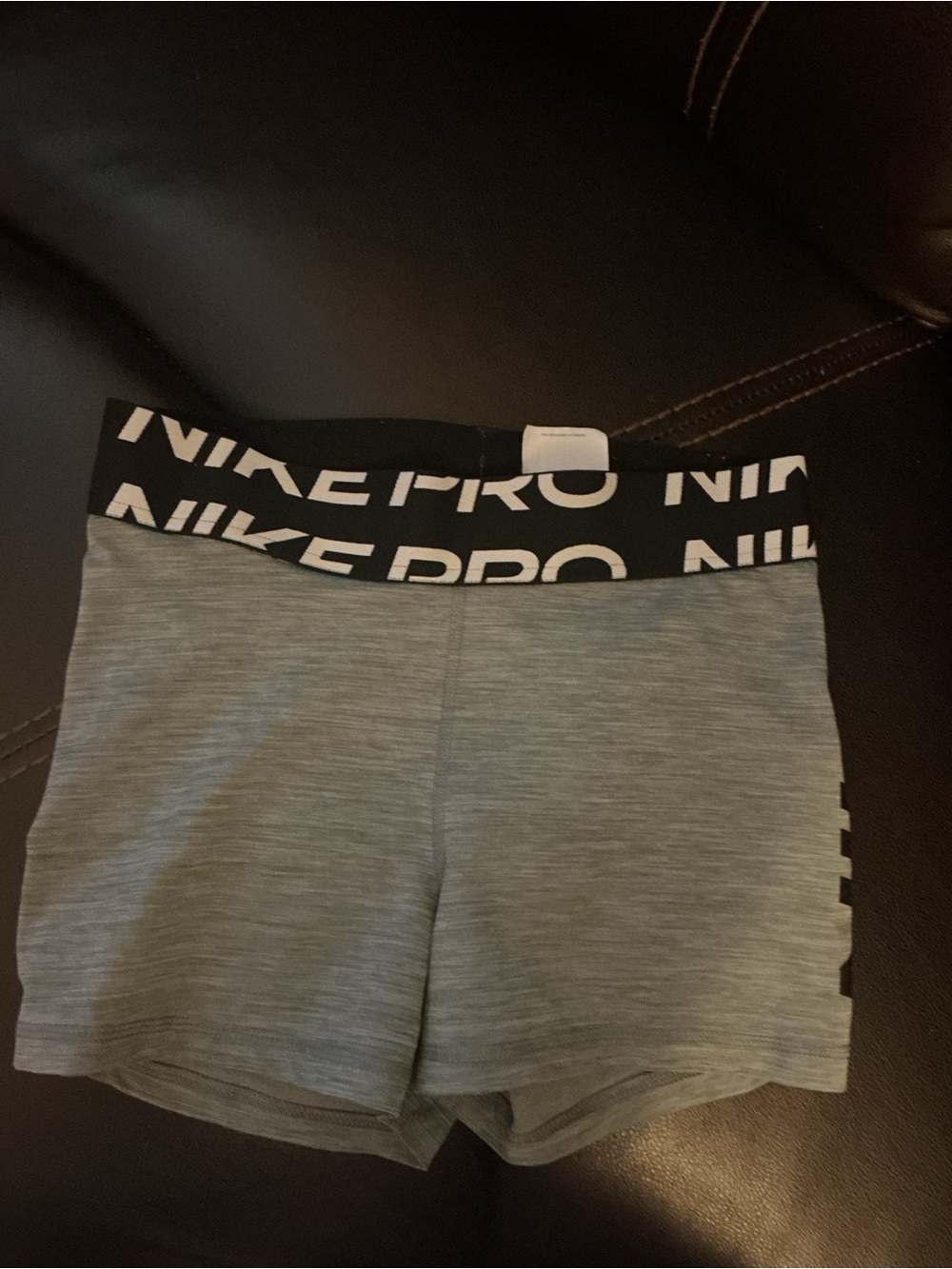 Nike Pro Gray Women's Athletic Shorts with Branded Waistband